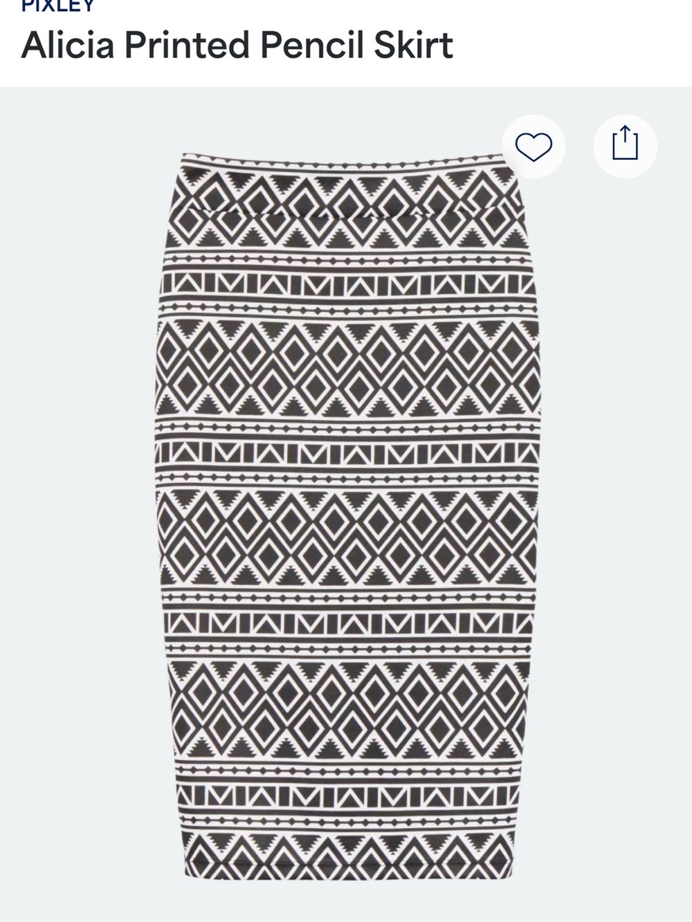 Pixley Black and White Geometric Pencil Skirt